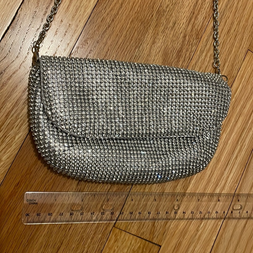 Lovely Sparkly Silver All-over Rhinestone Evening Bag Gorgeous! Perfect 4 Prom!